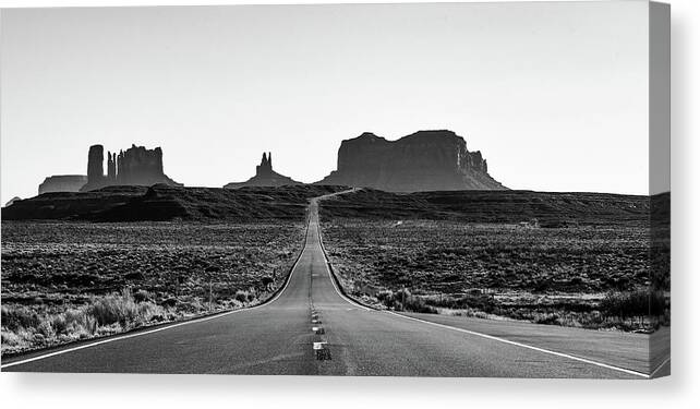 Black And White Canvas Print featuring the photograph Monument Valley by Rand Ningali