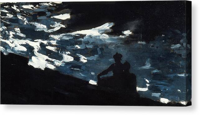 Winslow Homer Canvas Print featuring the painting Moonlight on the Water by Winslow Homer