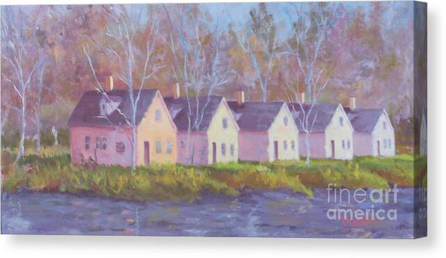 Architecture Canvas Print featuring the painting October's Light on Peanut Row by Alicia Drakiotes