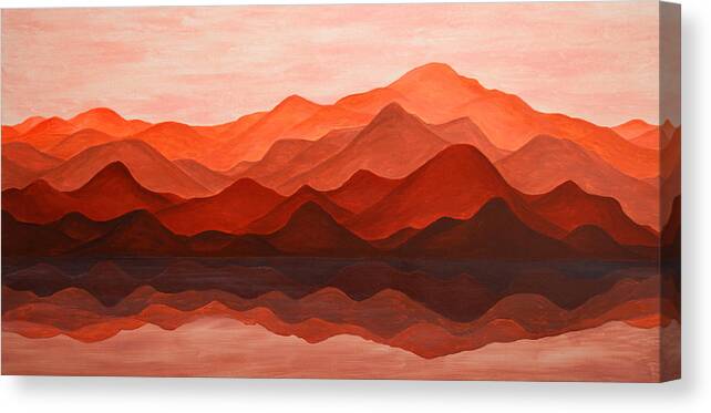 Mountains Canvas Print featuring the painting Ode To Silence by Iryna Goodall