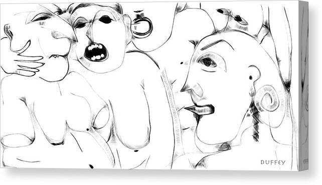 Erotica Canvas Print featuring the digital art Orgy 1aa by Doug Duffey