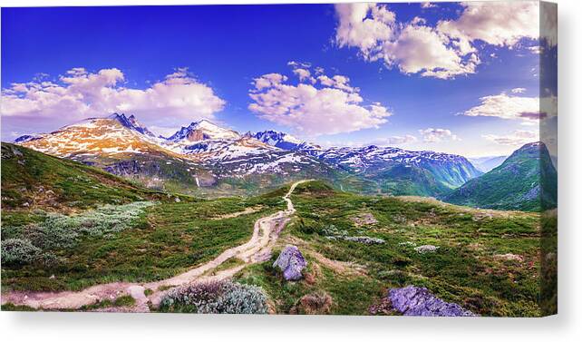 Europe Canvas Print featuring the photograph Pathway to a valley by Dmytro Korol