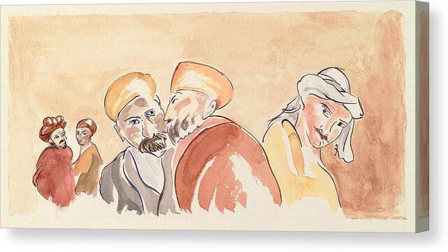 Covenant Breakers Canvas Print featuring the painting People always listen to gossip, said Siyyid Muhammad by Sue Podger