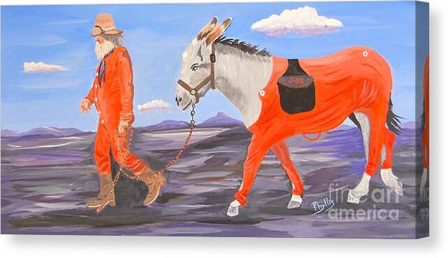 Old Miner Canvas Print featuring the painting Prospector and Pal by Phyllis Kaltenbach