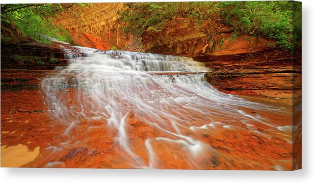 Zion Subway Canvas Print featuring the photograph Red Ledges Cascade by Jonathan Davison