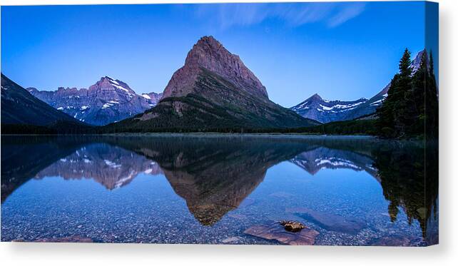 Glacier Canvas Print featuring the photograph Reflections of Many Glacier by Matt Hammerstein