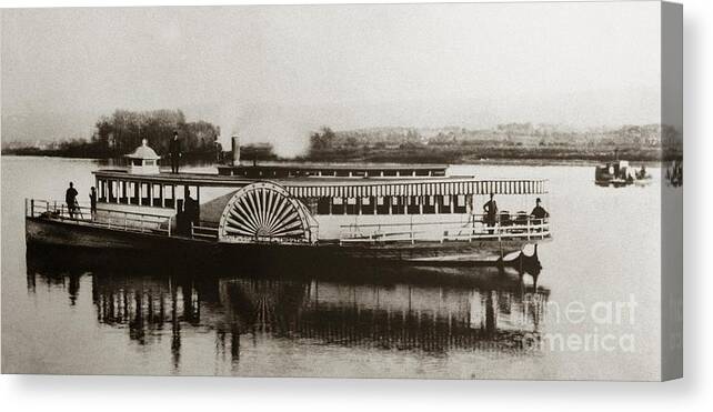 Riverboat Canvas Print featuring the photograph Riverboat Mayflower of Plymouth  Susquehanna River near Wilkes Barre Pennsylvania late 1800s by Arthur Miller