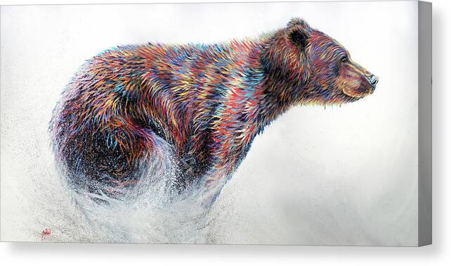 Bear Canvas Print featuring the painting Running Wild by Teshia Art