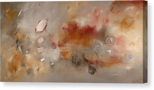 Abstract Canvas Print featuring the painting Silver Peach by Katrina Nixon