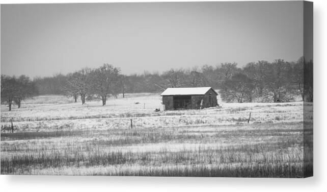  Nathan Hillis Canvas Print featuring the photograph Snowy House on the Prairie by Hillis Creative