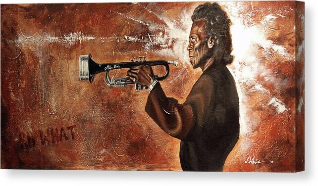 Miles Davis Canvas Print featuring the painting So What-Miles Davis by Jerome White