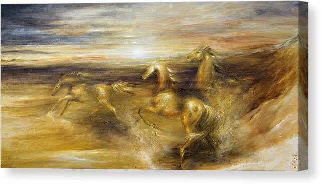 Equine Canvas Print featuring the painting Spirit of the Warrior Horse by Dina Dargo
