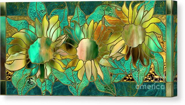 Sunflowers Canvas Print featuring the painting Stained Glass Sunflowers by Mindy Sommers