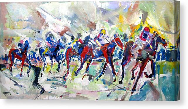 Horse Racing Canvas Print featuring the painting Summer Race by John Gholson