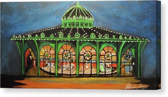 Asbury Park Canvas Print featuring the painting The Carousel of Asbury Park by Patricia Arroyo