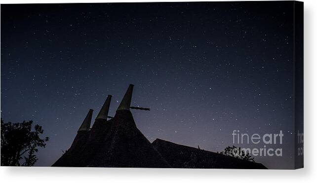 Astro Canvas Print featuring the photograph The Night Sky, Great Dixter Oast and Barn by Perry Rodriguez