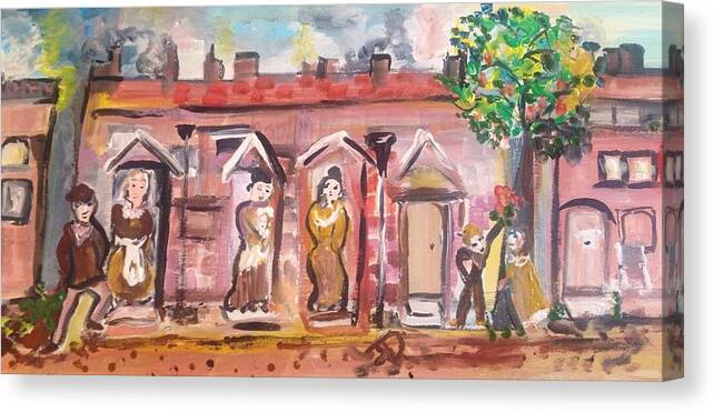 Street Canvas Print featuring the painting The street by Judith Desrosiers
