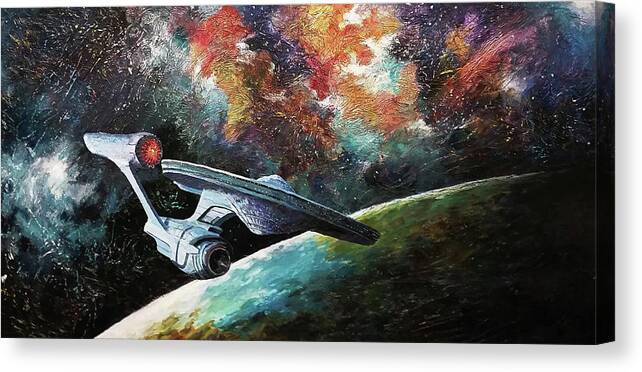 Star Trek Canvas Print featuring the painting To go beyond by David Maynard