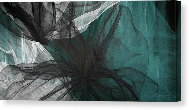 Turquoise Art Canvas Print featuring the painting Touch Of Class - Black and Teal Art by Lourry Legarde
