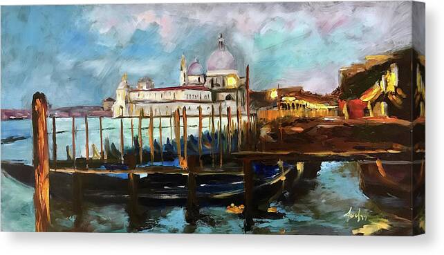 Theartistjosef Canvas Print featuring the painting Venetian Twilight by Josef Kelly