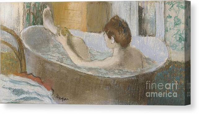 Edgar Canvas Print featuring the pastel Woman in her Bath by Edgar Degas