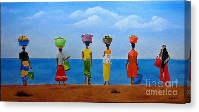 Women Canvas Print featuring the painting Women of Africa by Bev Conover