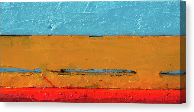 Blue Background Canvas Print featuring the photograph Blue Yellow and Red art by Michalakis Ppalis