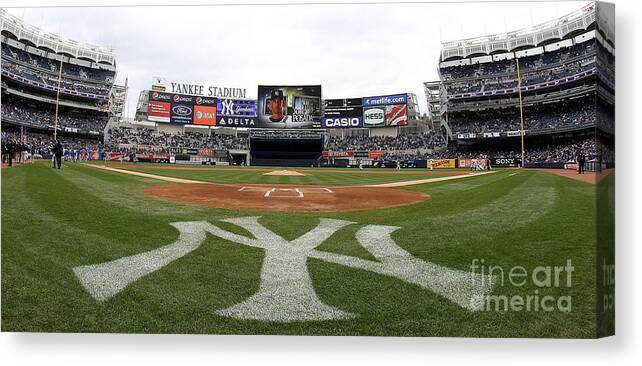 American League Baseball Canvas Print featuring the photograph Chicago Cubs V New York Yankees by Nick Laham