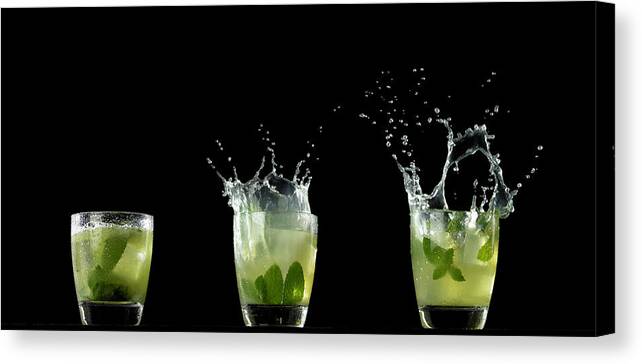 Alcohol Canvas Print featuring the photograph Splashed Cocktails #1 by Monica Rodriguez