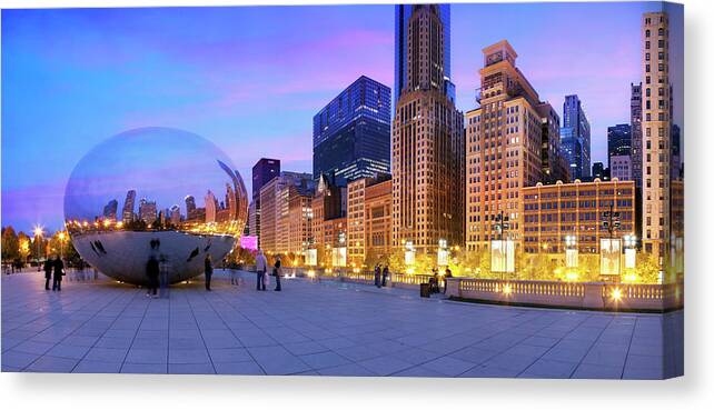 Panoramic Canvas Print featuring the photograph Millennium Park, Chicago, Illinois,usa #2 by Travelpix Ltd