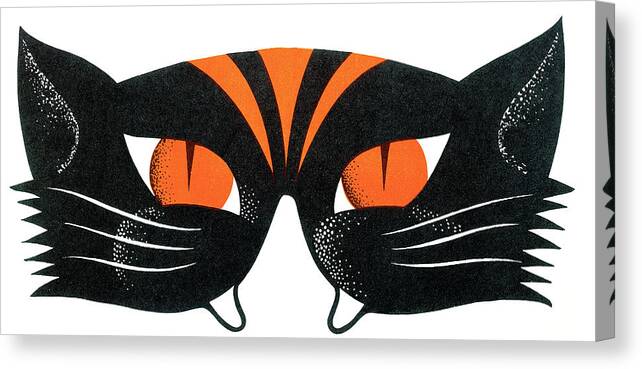 Afraid Canvas Print featuring the drawing Cat mask #8 by CSA Images