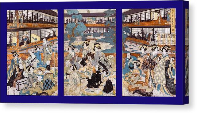 Triptych Canvas Print featuring the photograph Brothel House of Yoshiwara - Triptych Panel-2 by Paul W Faust - Impressions of Light