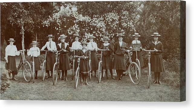 Child Canvas Print featuring the photograph Cycling Party by Hulton Archive