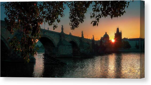 Dawn Canvas Print featuring the photograph Dawn On Charles Bridge by Owen Weber