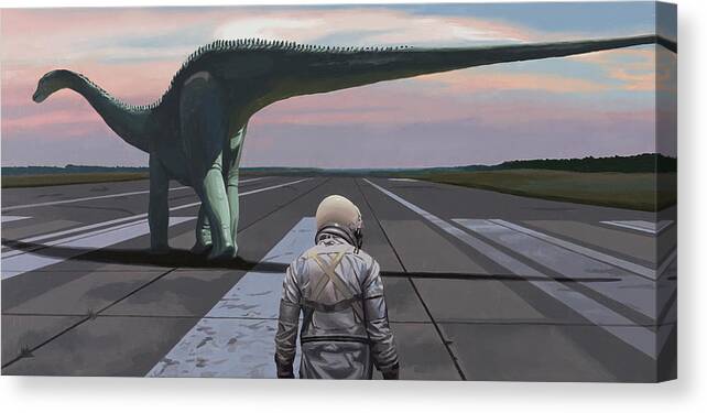 Astronaut Canvas Print featuring the painting Diplodocus by Scott Listfield