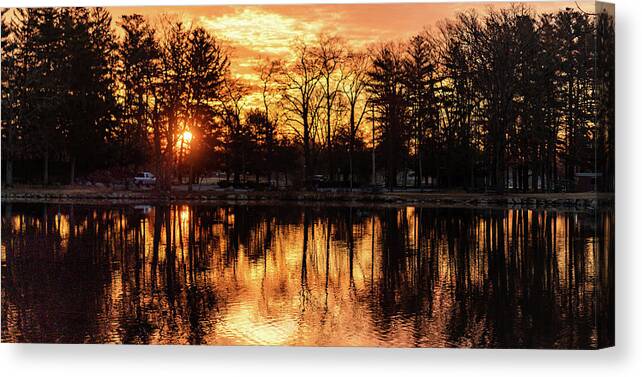 Panorama Photo Canvas Print featuring the photograph Fire Sunrise Pano by William Bretton