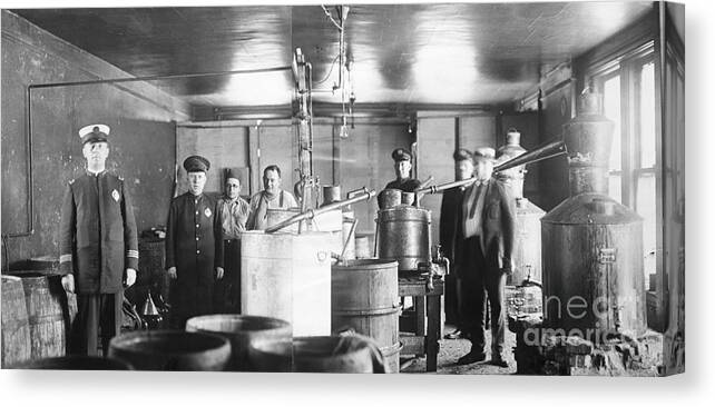 People Canvas Print featuring the photograph Giant Moonshine Operation Wstllspolice by Bettmann