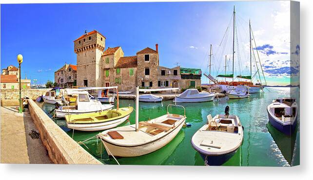 Kastel Canvas Print featuring the photograph Kastel Gomilica old island town on the sea near Split by Brch Photography