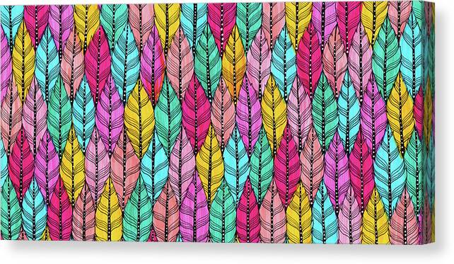 Multi Feathers Canvas Print featuring the digital art Multi Feathers by Hello Angel