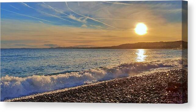 Sunset Canvas Print featuring the photograph Panoramic Pastel Sunset by Andrea Whitaker