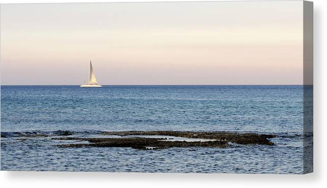 Sea Canvas Print featuring the photograph Sailing boat in the Calm Ocean by Michalakis Ppalis