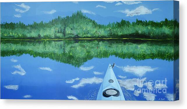 Kayak Canvas Print featuring the painting Still Reflective by Laurel Best