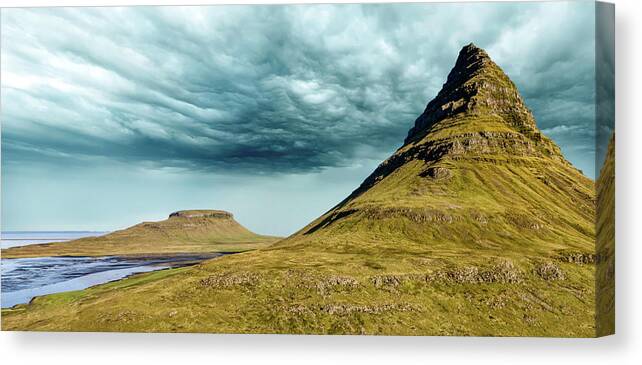 Iceland Canvas Print featuring the photograph Stormy Church Mountain by David Letts