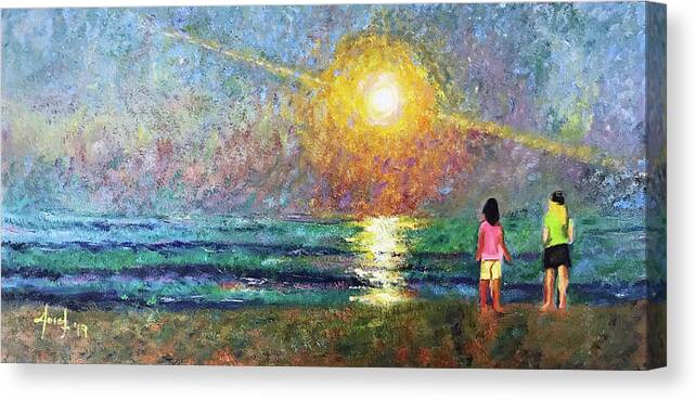 Beach Canvas Print featuring the painting Summer Nights by Josef Kelly