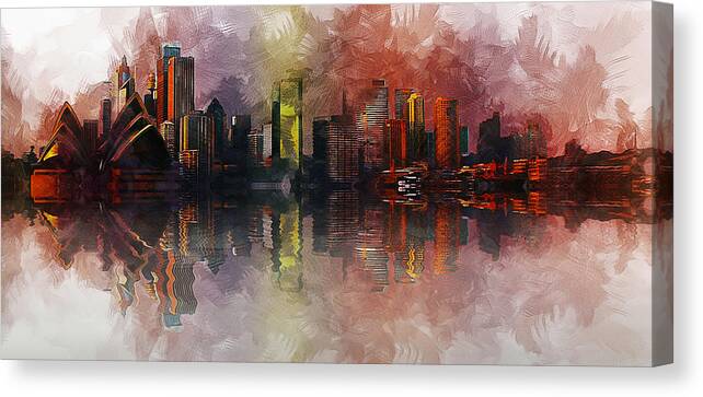  Canvas Print featuring the painting Sydney Australia by Ian Mitchell
