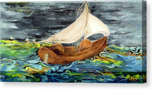 Seascape Canvas Print featuring the painting The Vessel by Anitra Boyt
