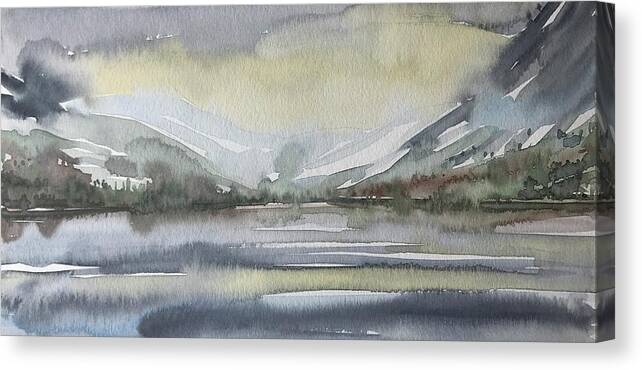 Wind Canvas Print featuring the painting Waterscape - Lake District by Luisa Millicent