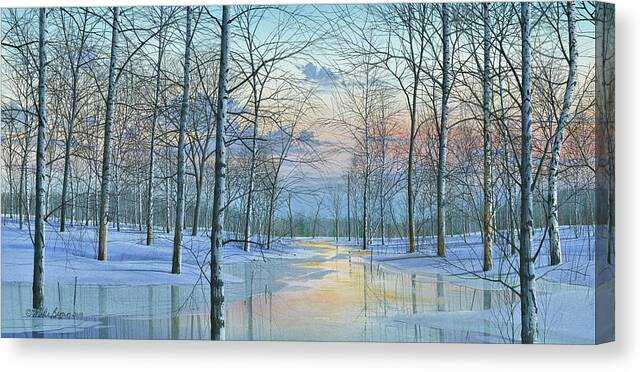 Winter Scene Canvas Print featuring the painting Winter Spectacle by Mike Brown