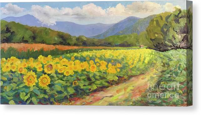Sunflower Canvas Print featuring the painting Biltmore Sunflowers #1 by Anne Marie Brown