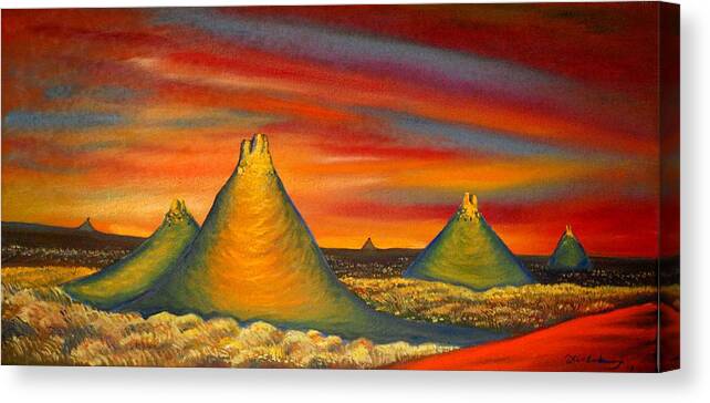 Red Canvas Print featuring the painting Sunset #1 by Franci Hepburn